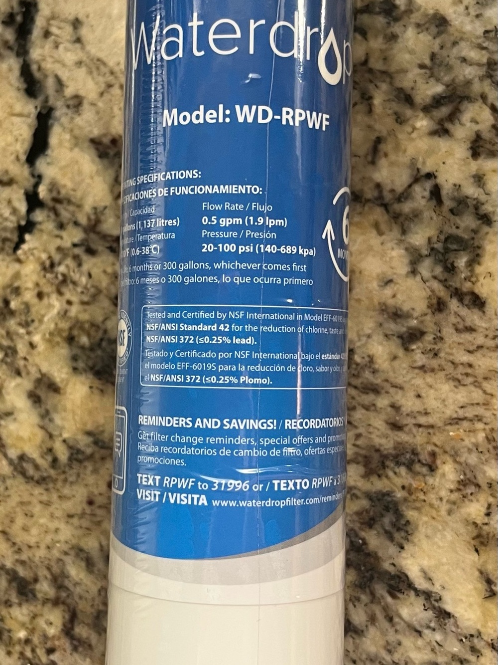 WD-RPWF Replacement Water Filter Cartridge for Fridge